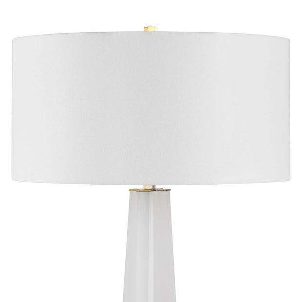 Uttermost Rosin Frosted White With Antique Brass And Black Floor Lamp