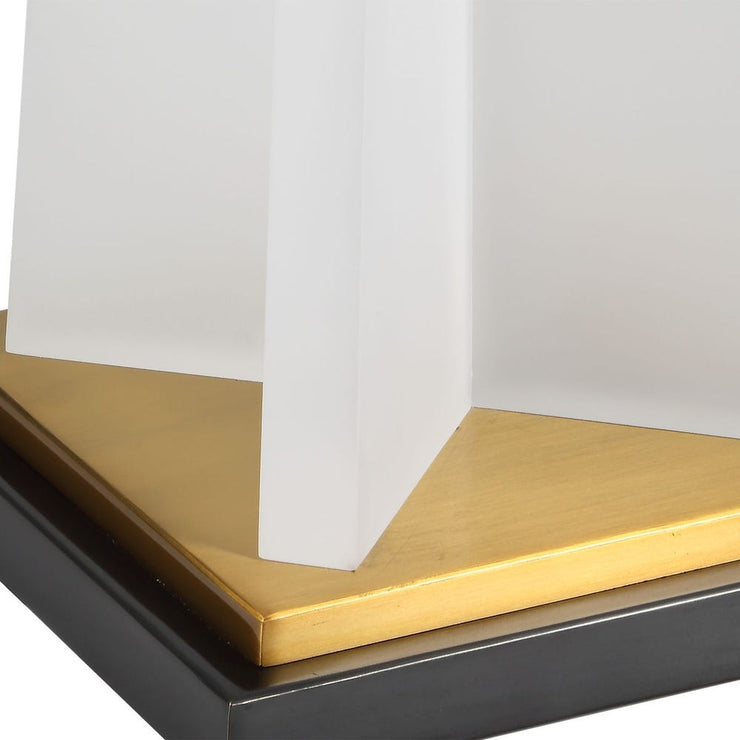 Uttermost Rosin Frosted White With Antique Brass And Black Floor Lamp