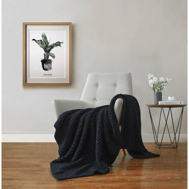 Sunday Citizen Waffle Lightweight Black Throw