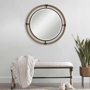 Uttermost Melville Natural Rope and Rust Black Iron Round Mirror
