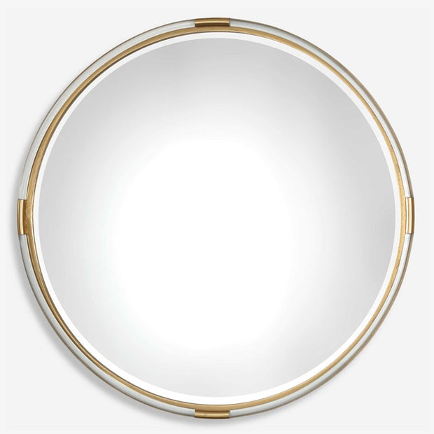Uttermost Mackai Metallic Gold Leaf Iron and Acrylic Round Mirror