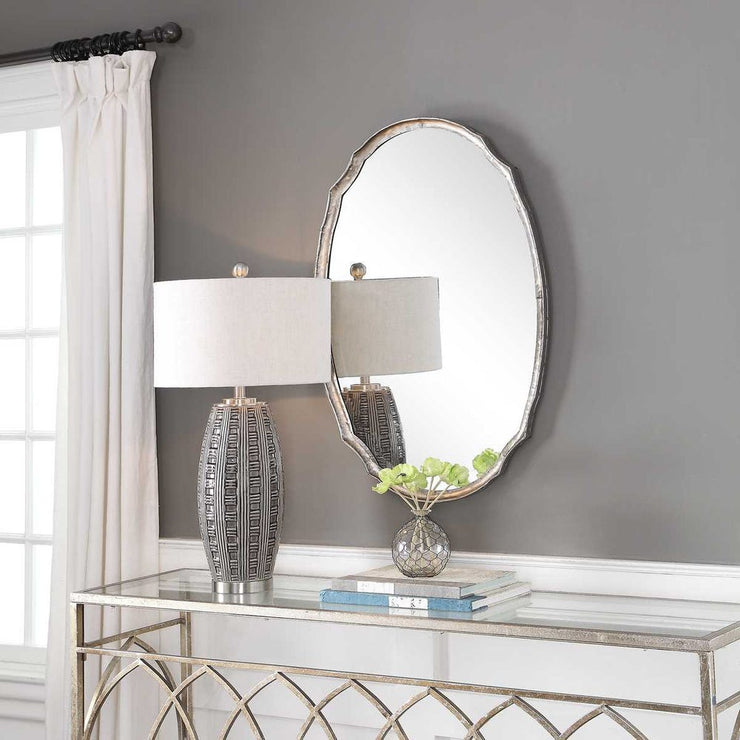 Casa Bella Living Oval Shaped Silver Framed Mirror