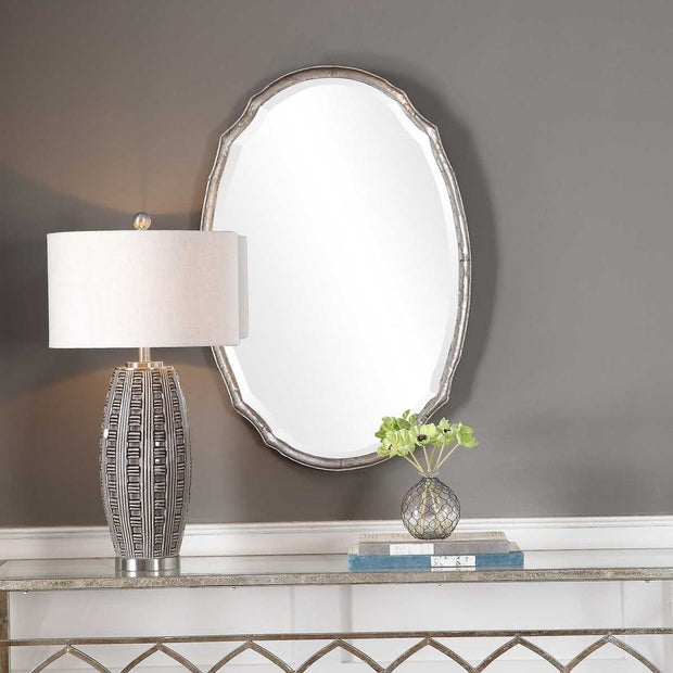 Casa Bella Living Oval Shaped Silver Framed Mirror