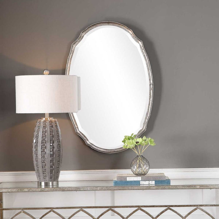 Casa Bella Living Oval Shaped Silver Framed Mirror