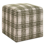 Uttermost Joie Ireland Green Plaid Plush Chenille Ottoman