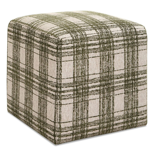 Uttermost Joie Ireland Green Plaid Plush Chenille Ottoman