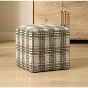 Uttermost Joie Ireland Green Plaid Plush Chenille Ottoman