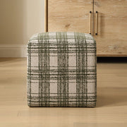 Uttermost Joie Ireland Green Plaid Plush Chenille Ottoman
