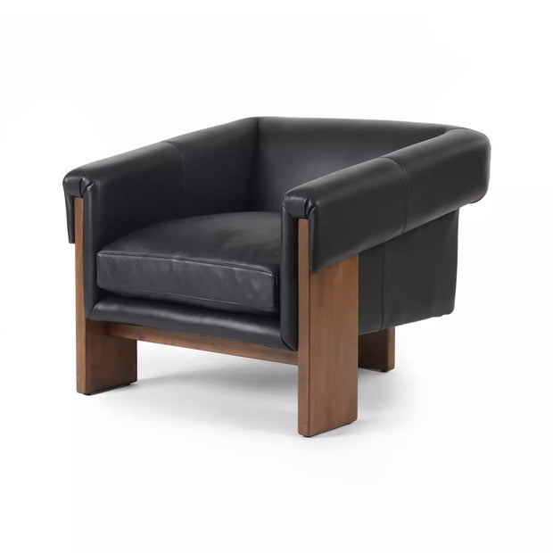 Four Hands Cairo Chair ~ Harrison Black Top Grain Leather