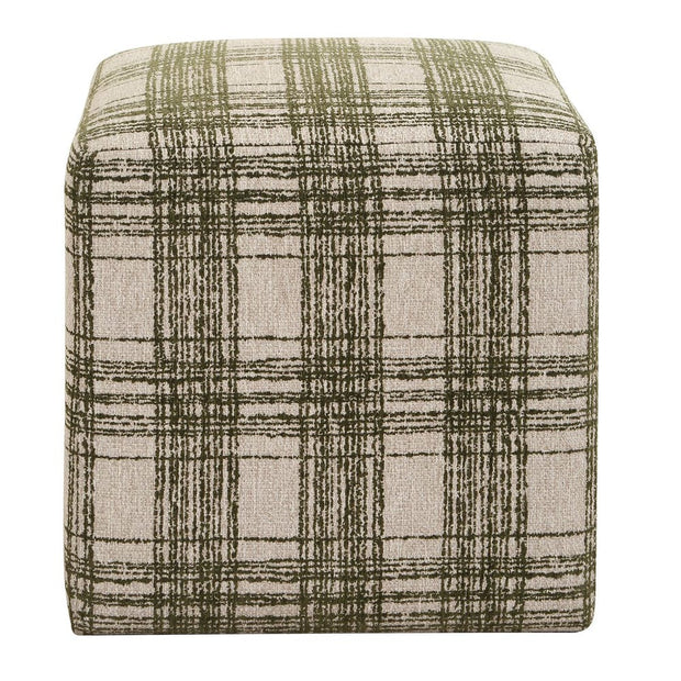 Uttermost Joie Ireland Green Plaid Plush Chenille Ottoman