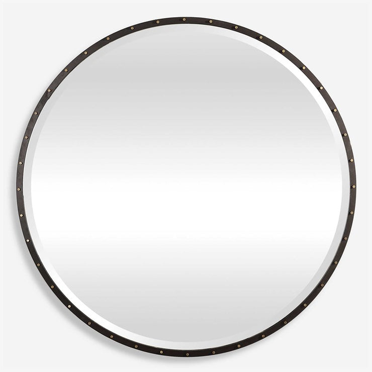 Uttermost Benedo Rustic Black Iron with Antique Gold Round Mirror