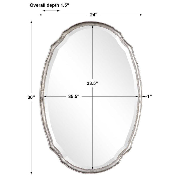 Casa Bella Living Oval Shaped Silver Framed Mirror
