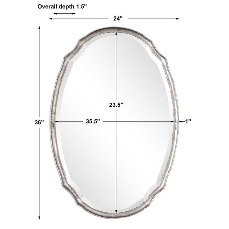 Casa Bella Living Oval Shaped Silver Framed Mirror