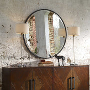 Uttermost Benedo Rustic Black Iron with Antique Gold Round Mirror