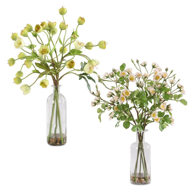Uttermost Tranquility Lenten Set Of Two Rose Bouquets In Glass Jars