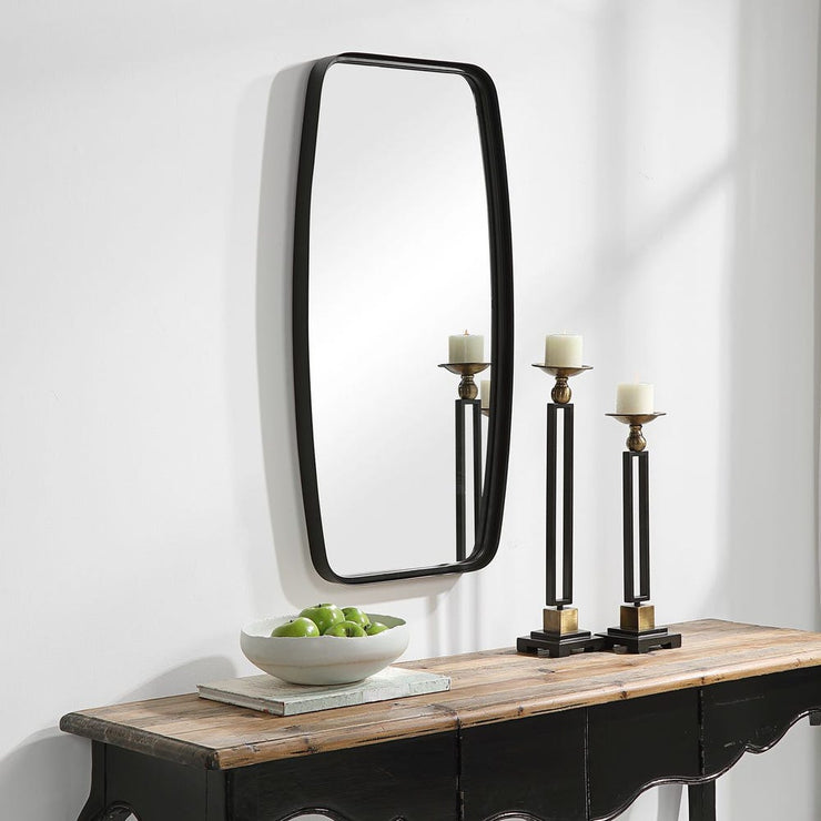 Casa Bella Living Thick Matte Black Metal Band Framed Mirror