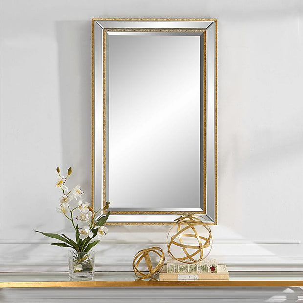 Casa Bella Living Beveled Mirror With Gold Beading
