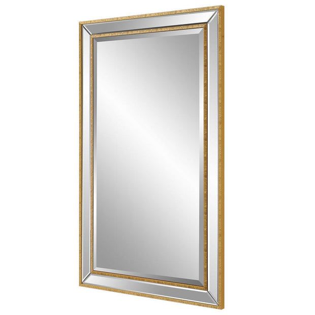 Casa Bella Living Beveled Mirror With Gold Beading