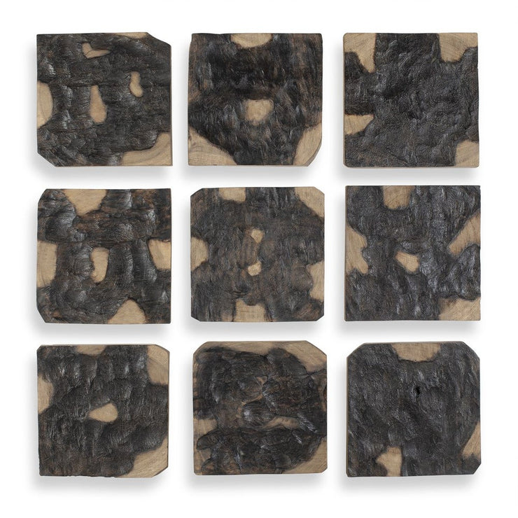 Uttermost Ignite Black and Natural Suar Wood Wall Decor Set of 9