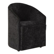 Uttermost Harbor Charcoal Black Velvet Barrel Back Dining Chair with Rolling Casters