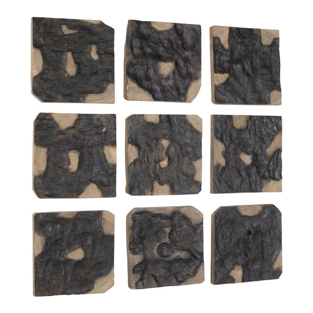 Uttermost Ignite Black and Natural Suar Wood Wall Decor Set of 9