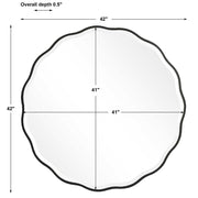 Uttermost Aneta Satin Black Wood Scalloped Round Mirror