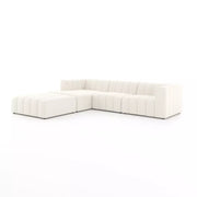 Four Hands Langham Channeled 3 Piece Left Chaise Sectional with Ottoman ~ Fayette Cloud  Upholstered Performance Fabric