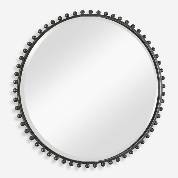 Uttermost Taza Distressed Black Iron Round Mirror