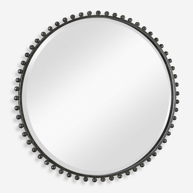 Uttermost Taza Distressed Black Iron Round Mirror