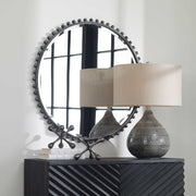 Uttermost Taza Distressed Black Iron Round Mirror