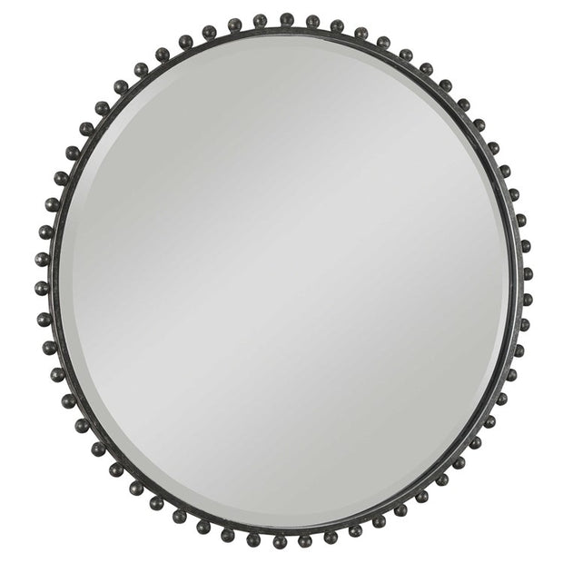 Uttermost Taza Distressed Black Iron Round Mirror