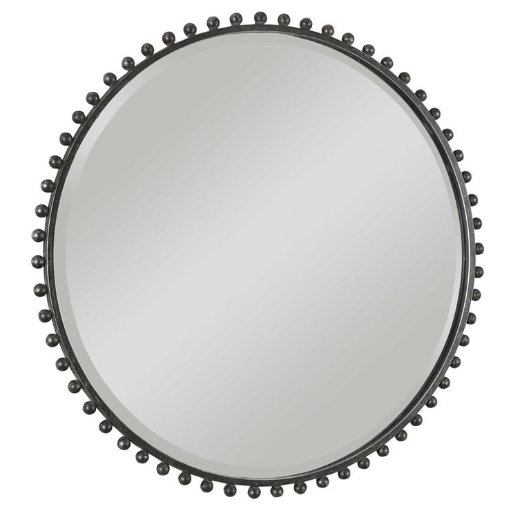 Uttermost Taza Distressed Black Iron Round Mirror