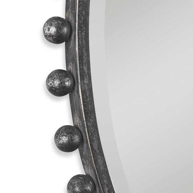 Uttermost Taza Distressed Black Iron Round Mirror