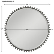 Uttermost Taza Distressed Black Iron Round Mirror