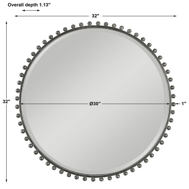 Uttermost Taza Distressed Black Iron Round Mirror