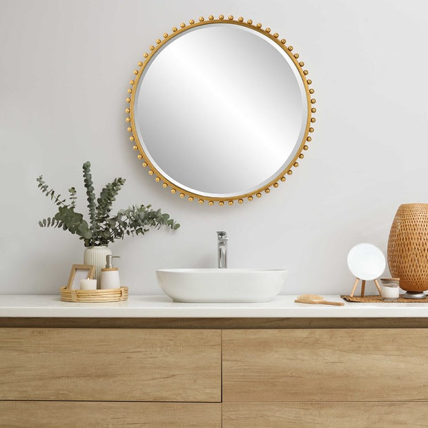 Uttermost Taza Gold Leaf Iron Round Mirror