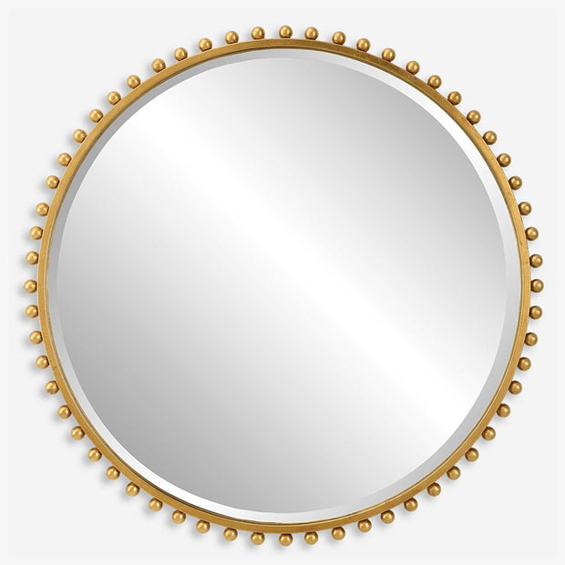 Uttermost Taza Gold Leaf Iron Round Mirror