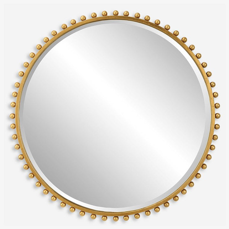 Uttermost Taza Gold Leaf Iron Round Mirror
