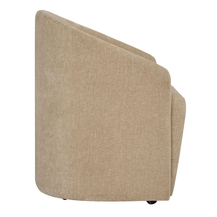 Uttermost Harbor Flax Velvet Barrel Back Dining Chair with Rolling Casters