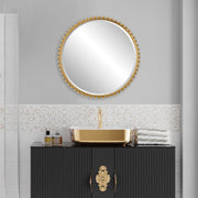Uttermost Taza Gold Leaf Iron Round Mirror
