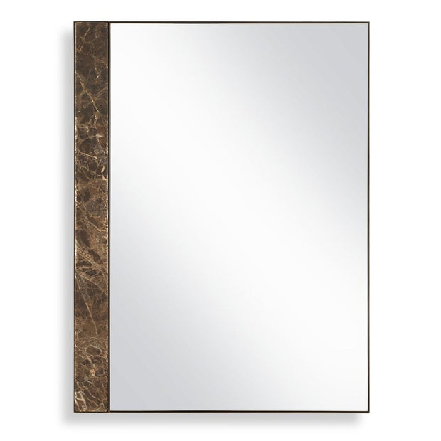 Uttermost Hanover Emperador Brown Marble Mirror With Golden Bronze Iron Frame