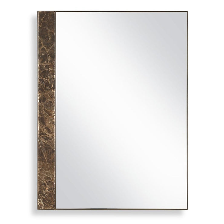 Uttermost Hanover Emperador Brown Marble Mirror With Golden Bronze Iron Frame