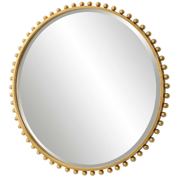 Uttermost Taza Gold Leaf Iron Round Mirror