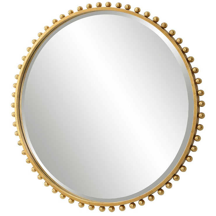 Uttermost Taza Gold Leaf Iron Round Mirror