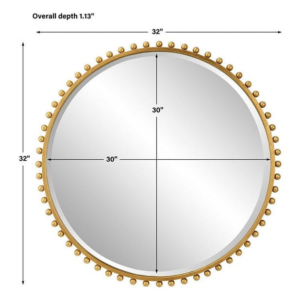 Uttermost Taza Gold Leaf Iron Round Mirror