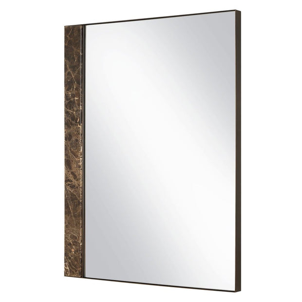 Uttermost Hanover Emperador Brown Marble Mirror With Golden Bronze Iron Frame