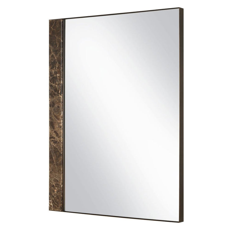 Uttermost Hanover Emperador Brown Marble Mirror With Golden Bronze Iron Frame