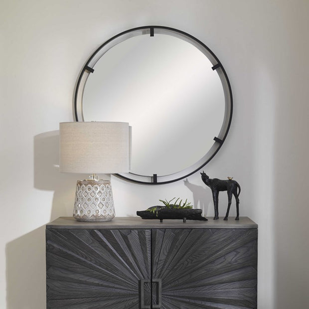 Uttermost Cashel Black Iron Round Mirror