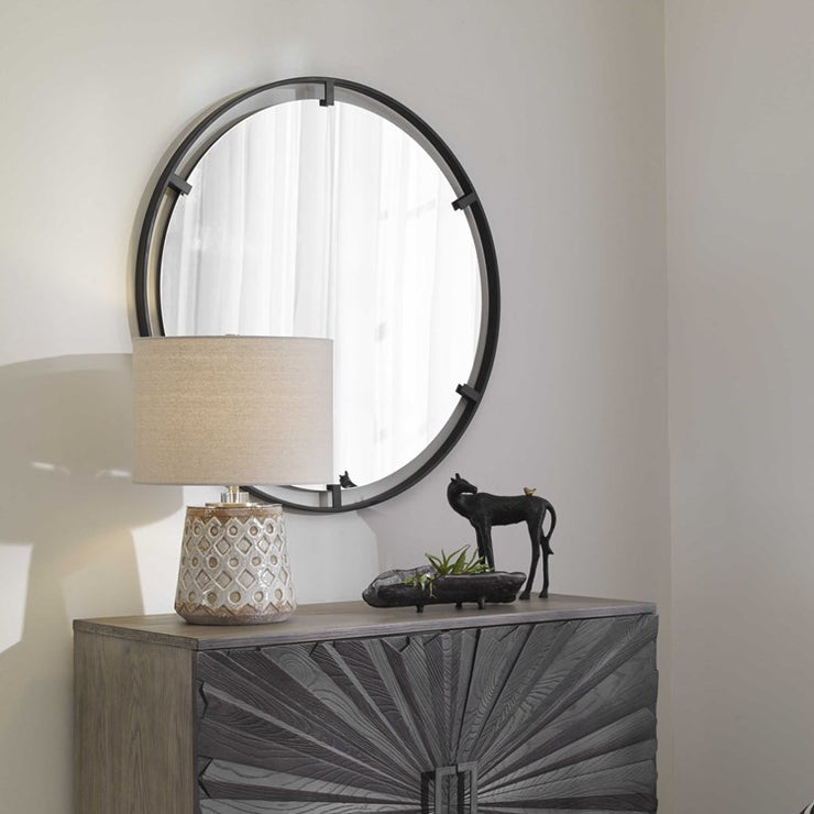 Uttermost Cashel Black Iron Round Mirror