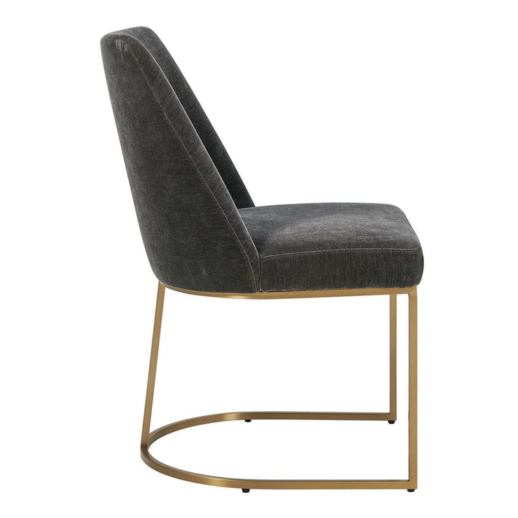 Uttermost Hanni Charcoal Velvet Dining Chair with Curved Steel Frame